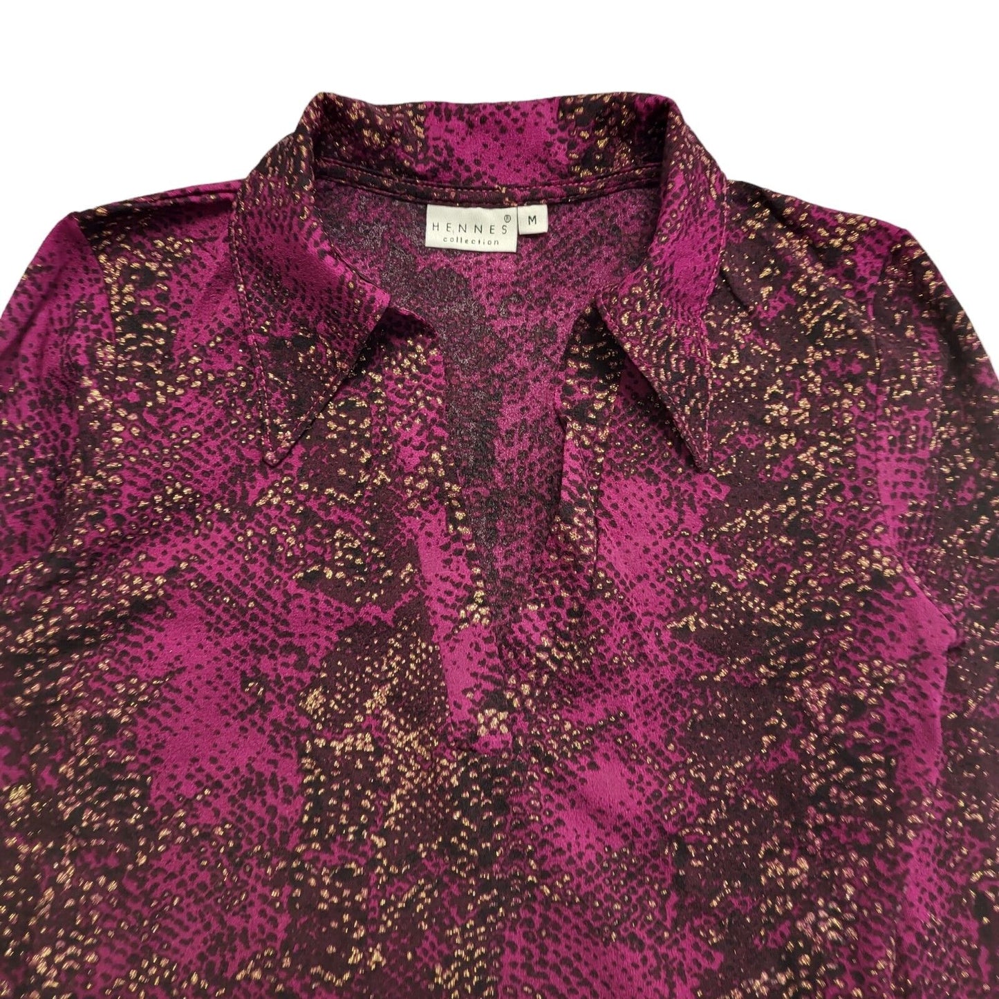 Hennes 90s Vintage Purple Long Sleeve Blouse Uk Women's Size Medium