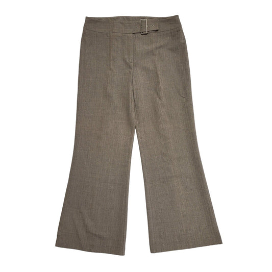 Next 90s Beige Wide Leg Dress Trousers Uk Women's 14 W32 L28
