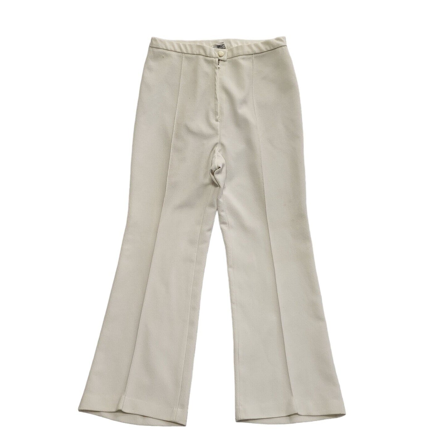 St Michael 70s White Bootcut Pleated Trousers Womens UK Size 14 (usa 18) W32 L29