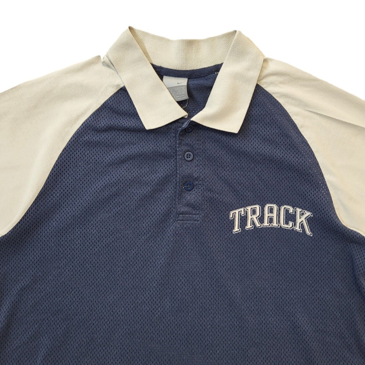 Nike Y2K Blue & Grey Mesh Short Sleeve Polo Shirt Men's Size Medium