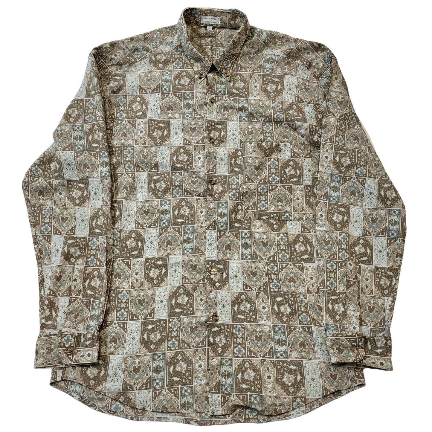 Gianni 90s Vintage Retro Abstract Long Sleeve Shirt Men's Size L