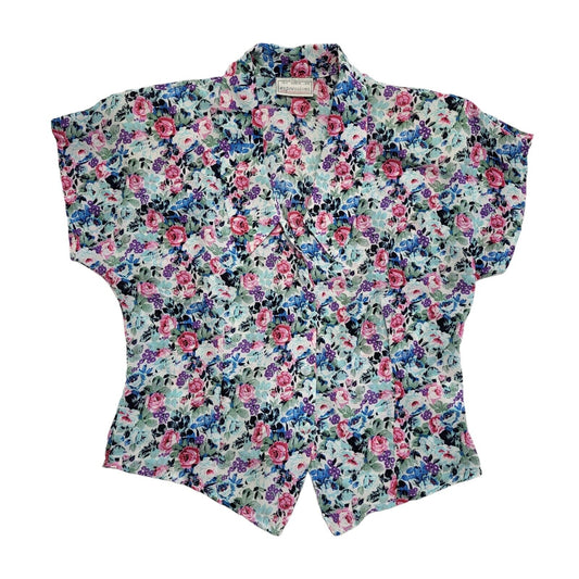 Expressions Vintage 90's Multicolored Floral Blouse Womens UK Size 14