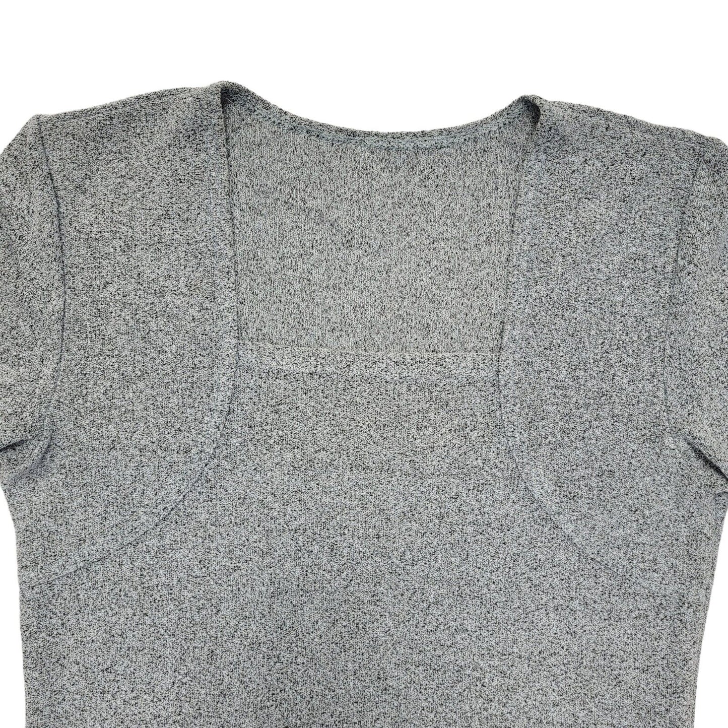 90s Vintage Grey Square Neck Midi Dress Women's Size 8