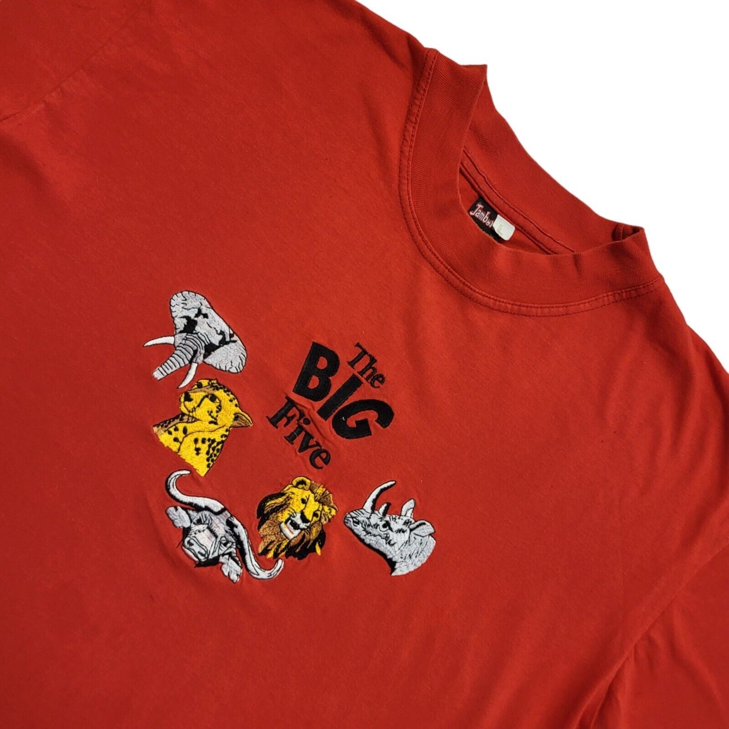Jamboree The Big Five Red Animals Vintage 90s T-Shirt Uk Men's Large