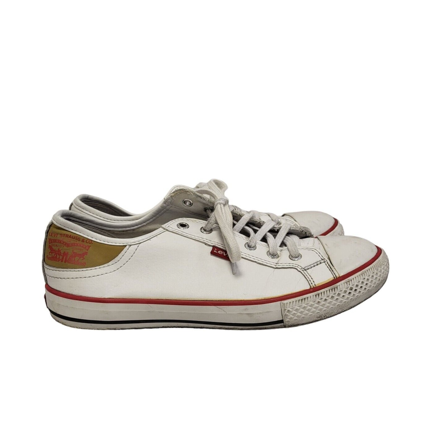 Levi's White Leather Lace Up  Trainers Men's  Uk Size 7.5