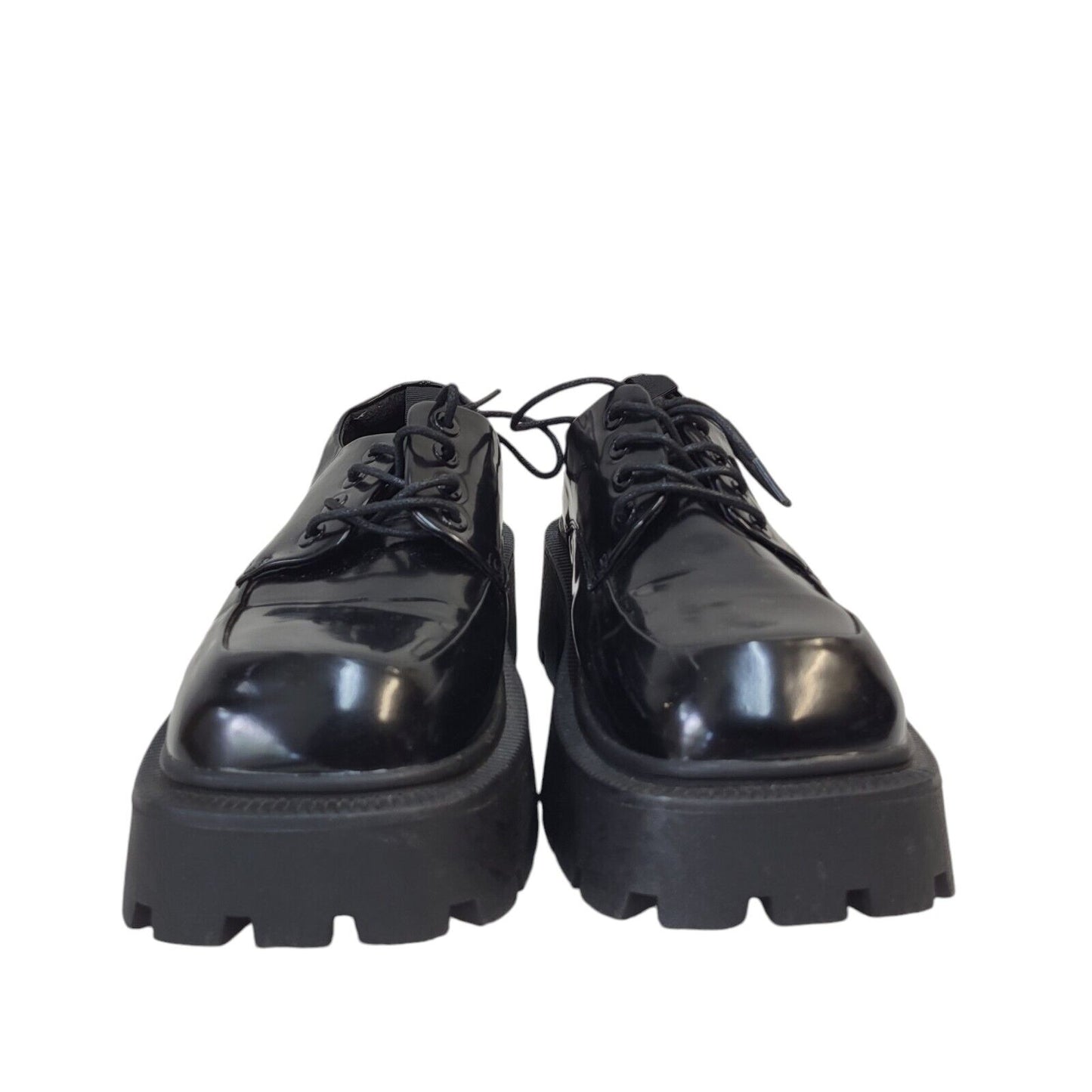 Truffle Black Lace-up Faux Leather Dress Shoes Uk Women's Size 5