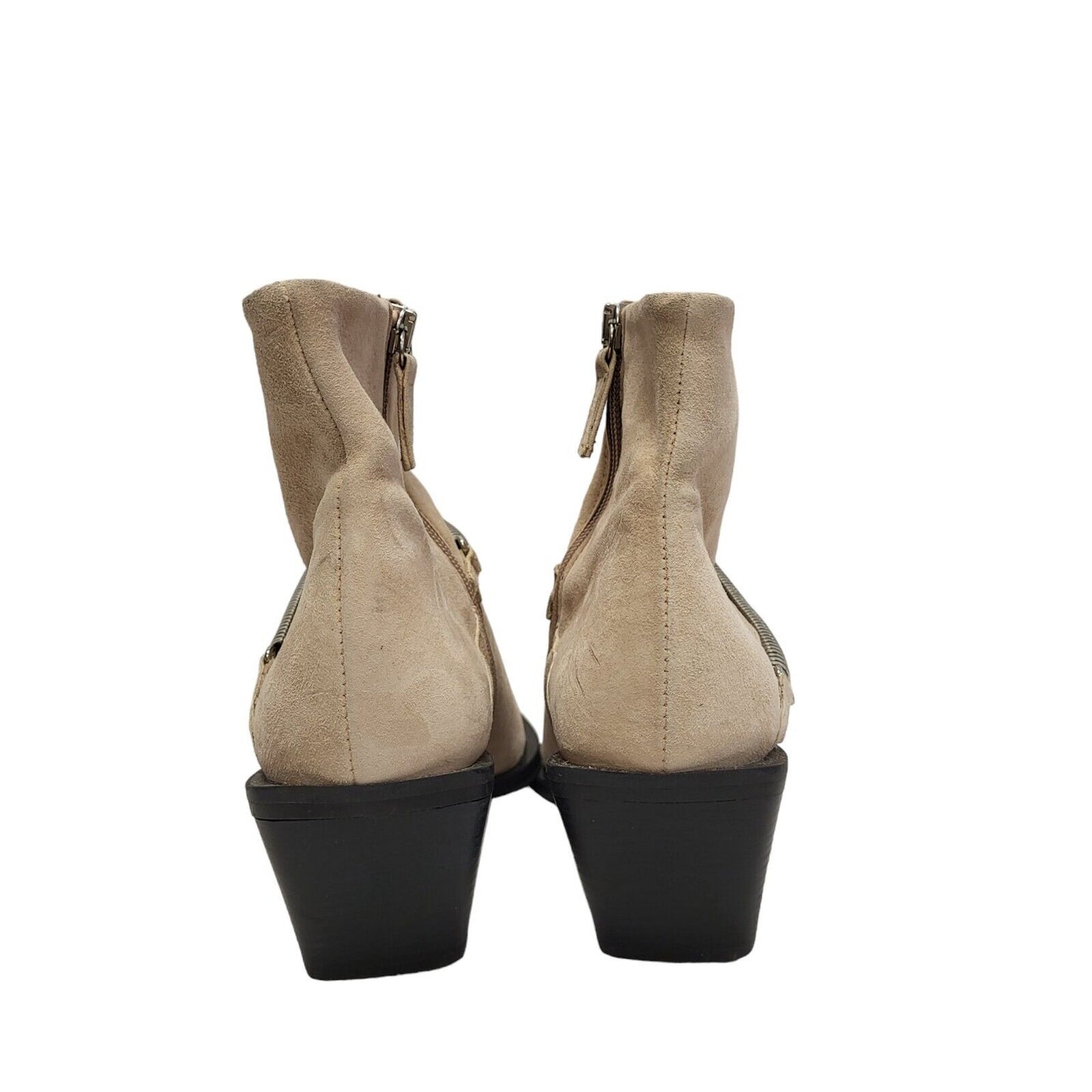 Topshop Beige Suede Block Heel Boots Uk Women's Size 7 BNWOB