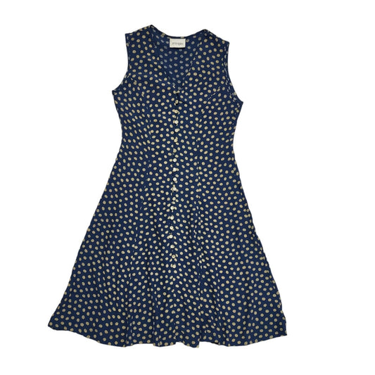 Principles Vintage 80s Blue Polka Sleeveless Dress Uk Women's Size 10