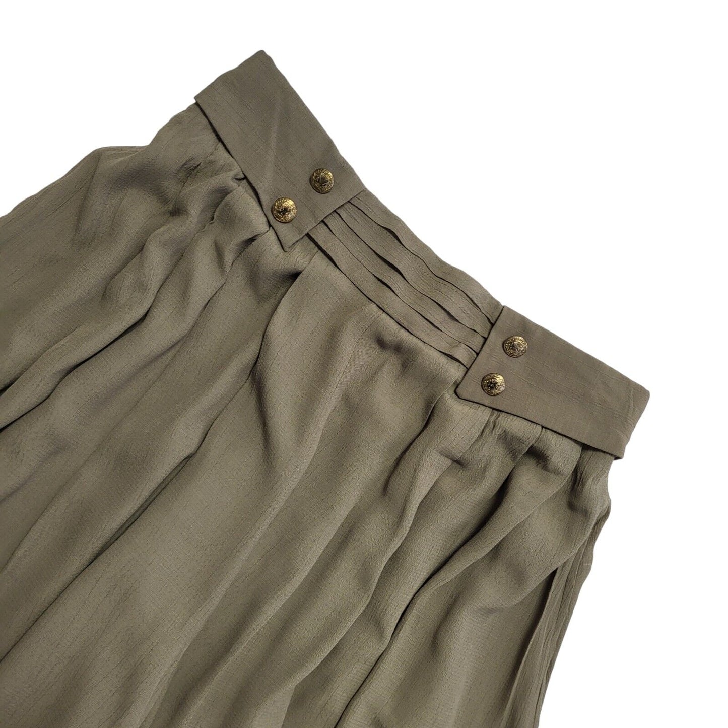 St Michael Vintage 90's Green Pleated Skirt Uk Women's Size 14
