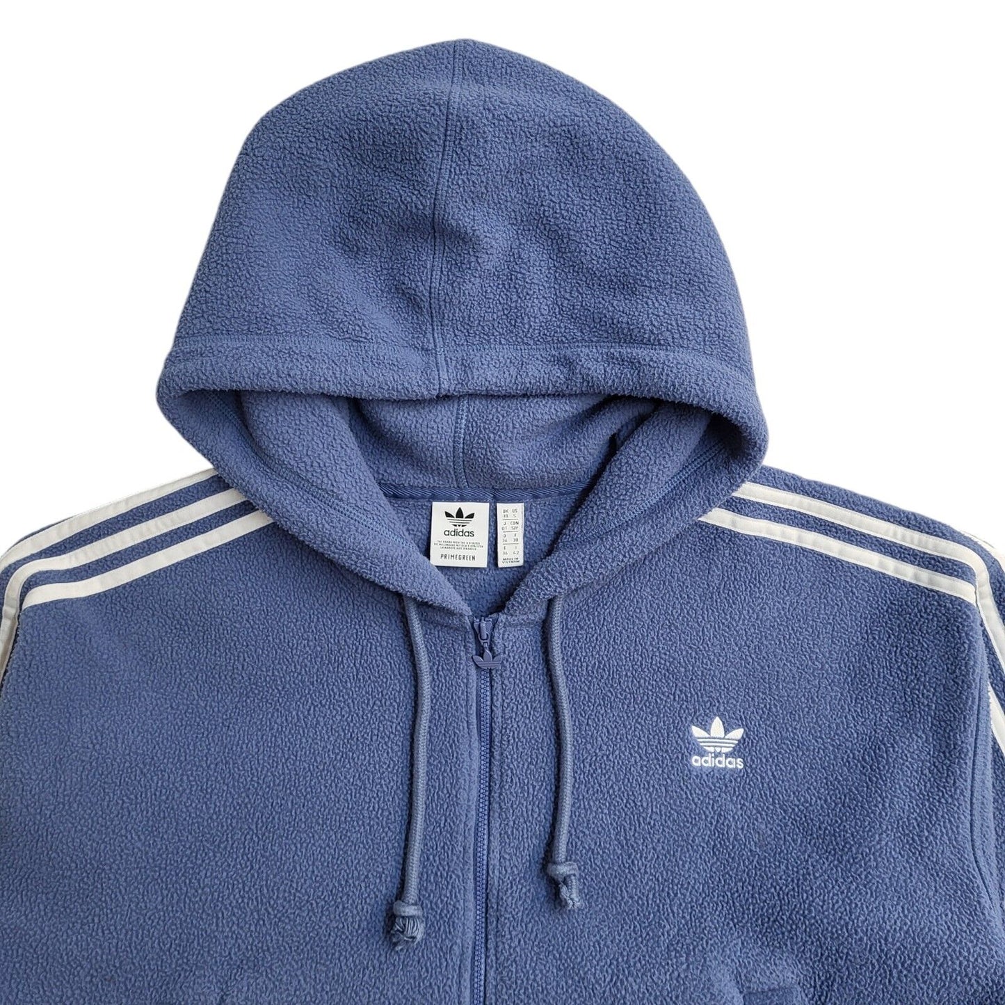 Adidas Vintage 90s Blue Fleece Cropped Hooded Jacket Uk Women's Size 10
