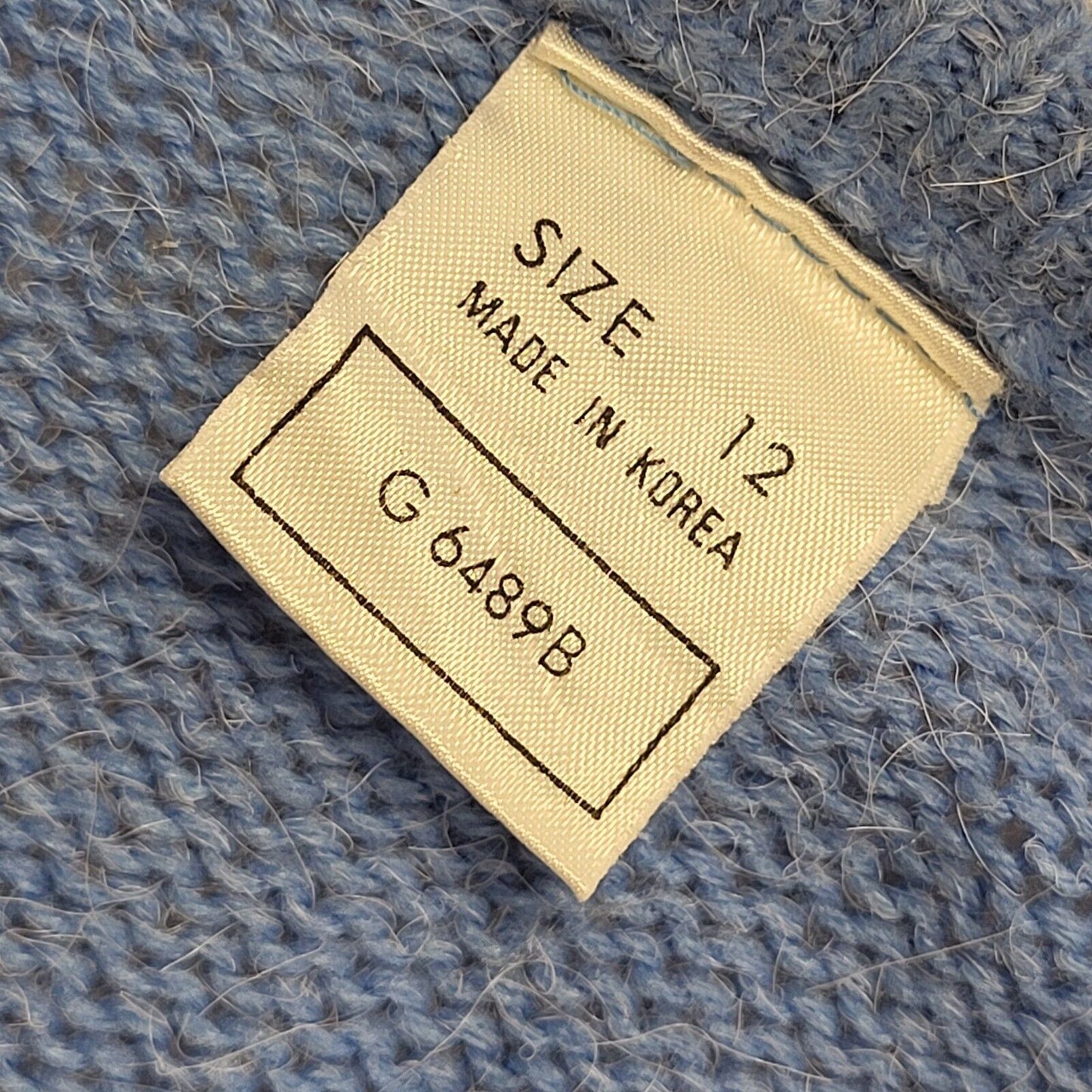 Vintage 80s Blue Knit Low V-Neck Cardigan UK Women's Size Large 12