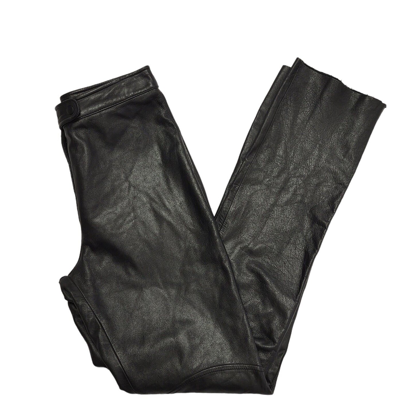 Wilsons Maxima 90s Straight Leg Black Leather Trousers Uk Women's 10 W28 L34