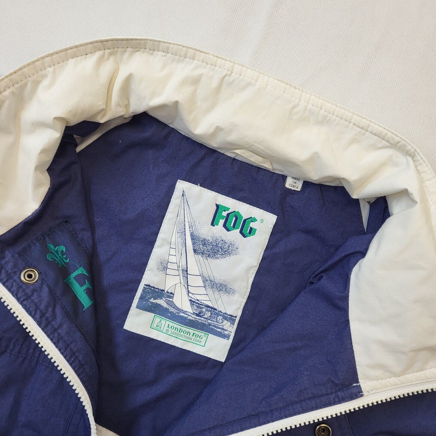 London Fog Vintage 90s Navy Blue Zip Up Lightweight Jacket Men's Size M