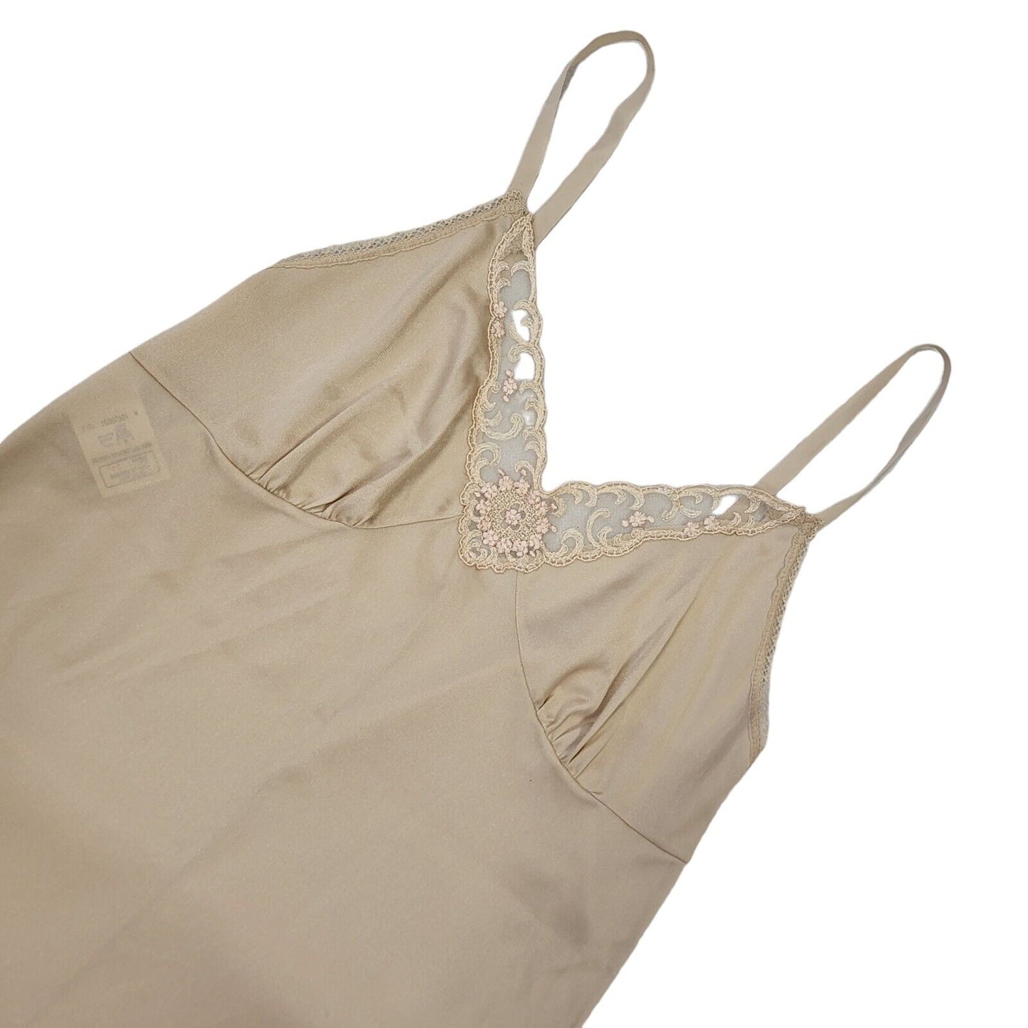 St Michael Vintage 70s Sand Sleeveless Night Dress Uk Women's Size 12