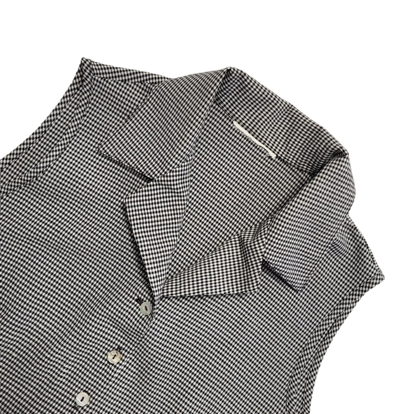 Vintage 90's Black & White Checked Sleeveless Shirt Womens UK Size S