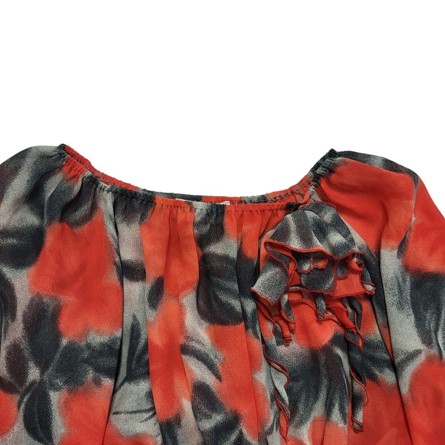 El Corte Ingles Y2k Red Abstract 3/4 Sleeve Blouse Uk Women's size 14
