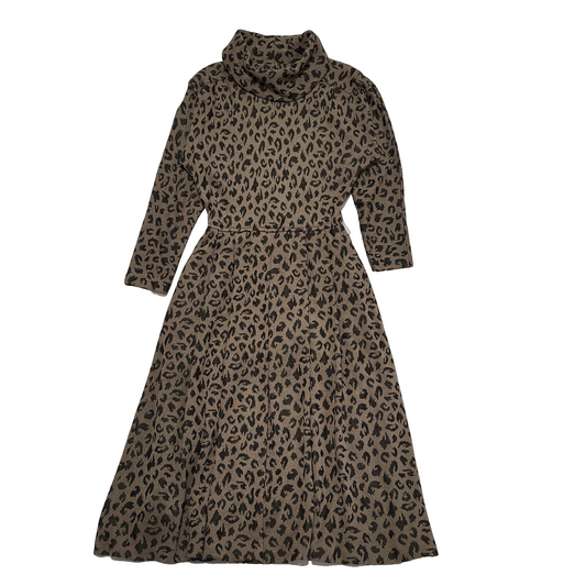 Richard Roberts Vintage 70s Brown Black A-Line Dress Uk Women's Size 14
