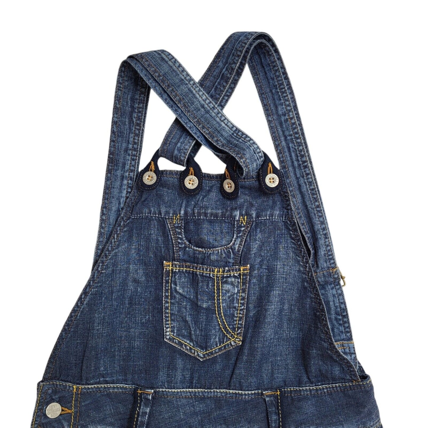Levi's 90s Dark Blue 3/4 Denim Dungarees Uk Women's Size S 8 W28 L19