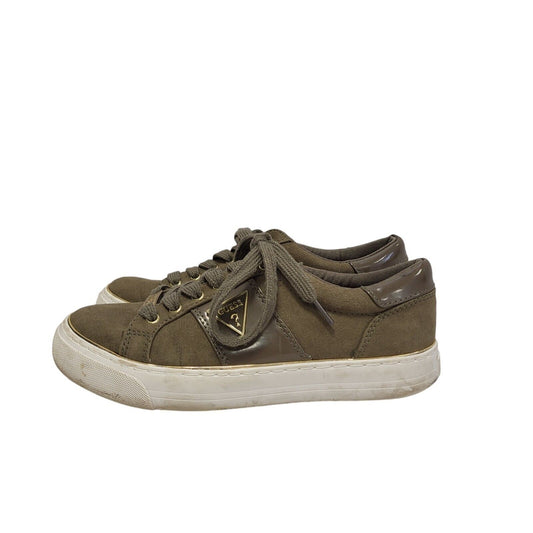 Guess Khaki Suede Leather Lace-up Low Top Flat Trainers Women's Uk 4