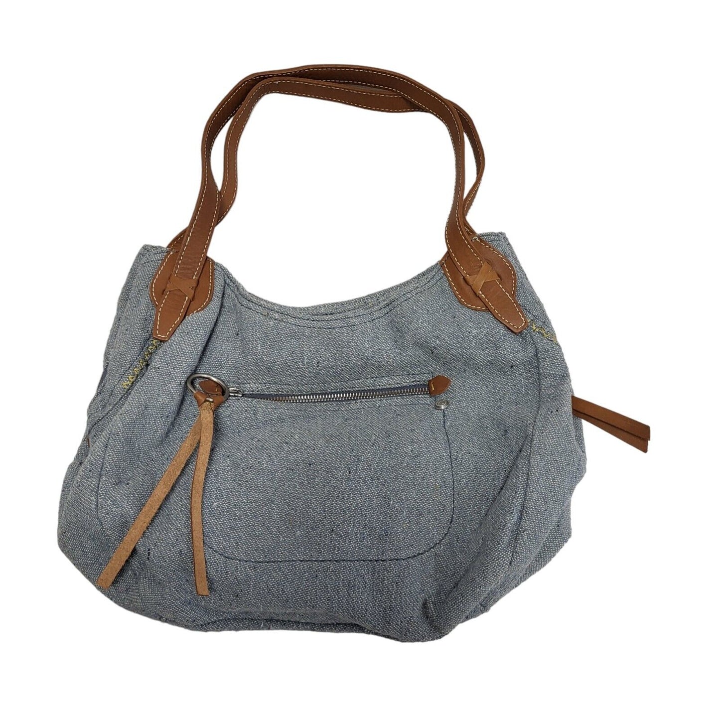 WS Light Blue Zip Medium Shoulder Bag Uk Women's Size 13" x 16"