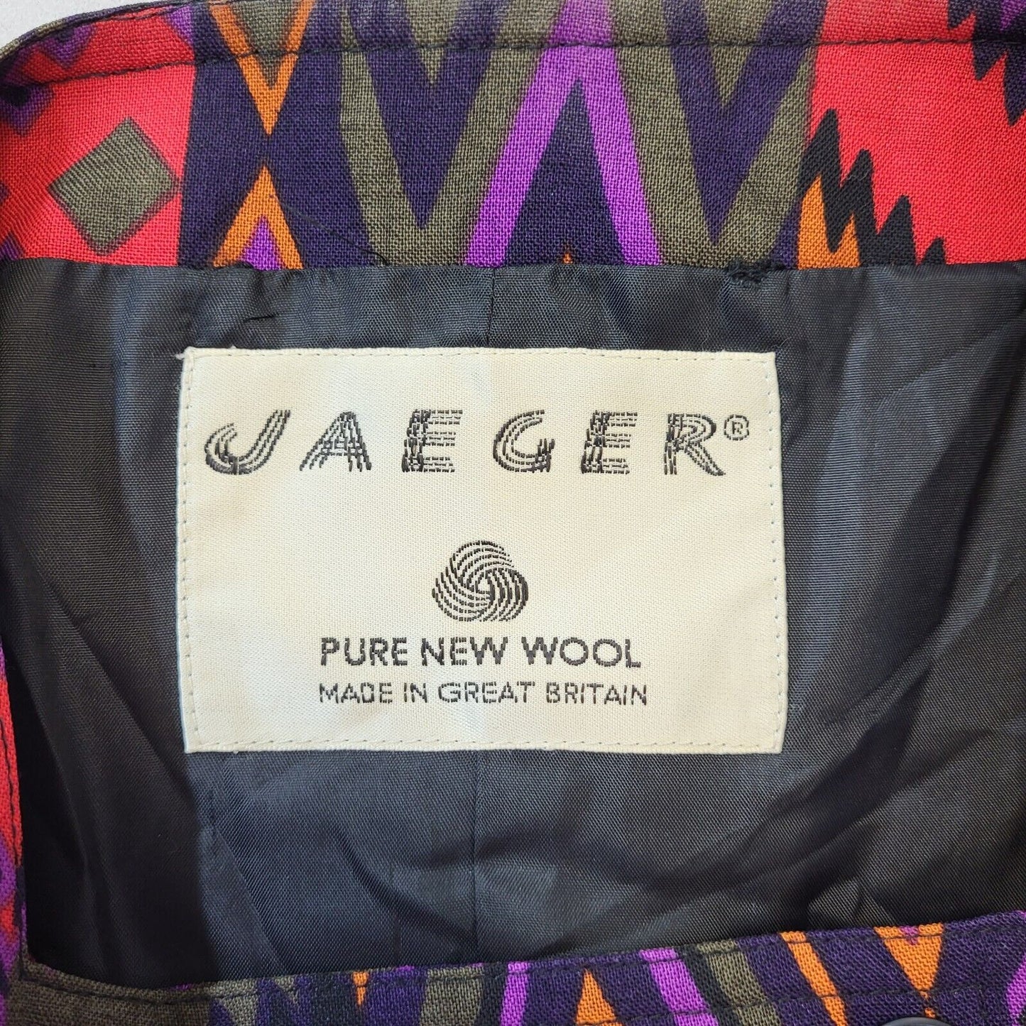 Jaeger 80s Vintage Black & Red Wool Button-Up Women's Jacket Size 10