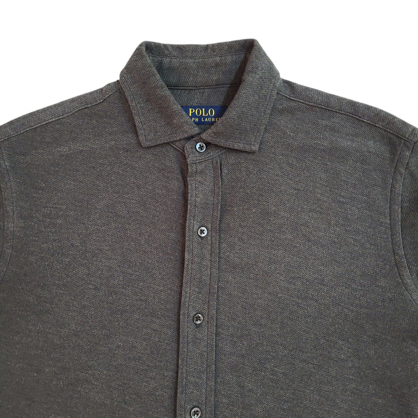 Polo Ralph Lauren Y2k Grey Long Sleeve Shirt Uk Men's Size Small