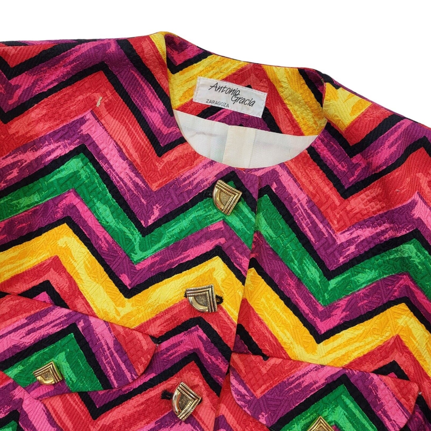 Antonio Gracia 80s Vintage Geometric Button Up Women's Jacket Size 12