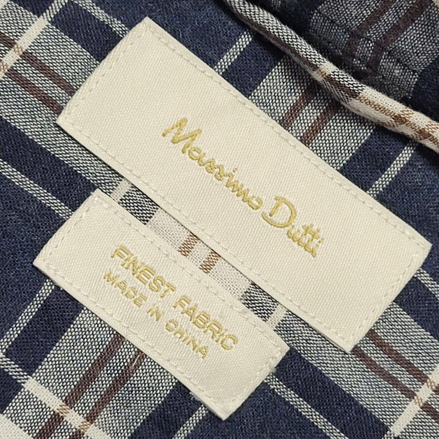 Massimo Dutti 90's Vintage BNWT Blue & White Check Long Sleeve Shirt Mens UK XL