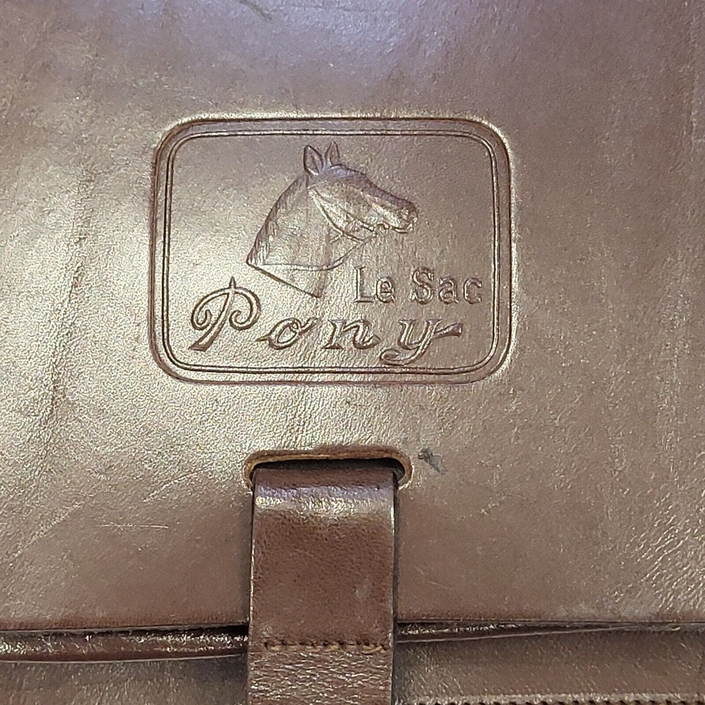 Le Sac Pony Vintage Brown Leather Cross Body Saddle  Bag Uk Women's 10" x 8.5"