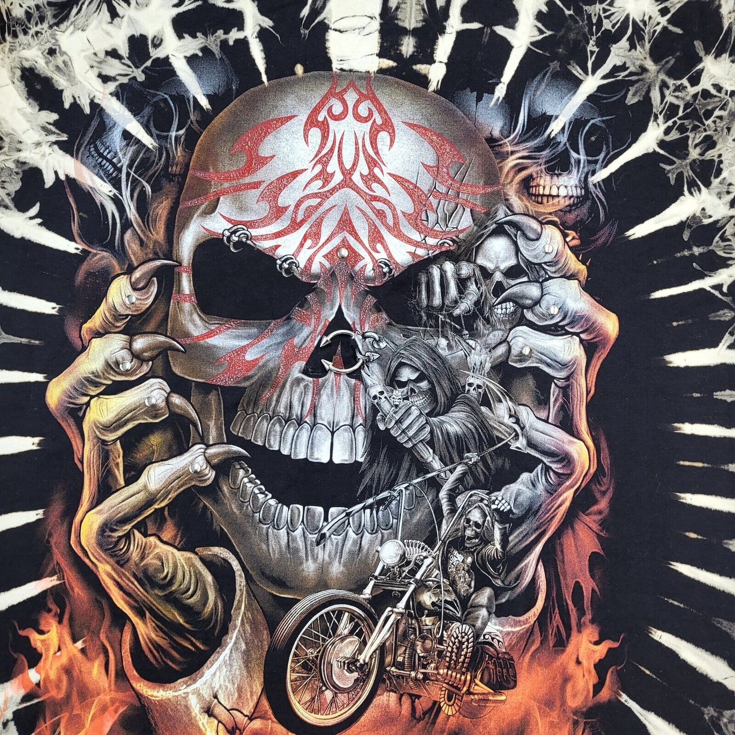 Caballo Vintage Multicoloured Skull 3D Glow In The Dark BNWT T-Shirt Men's XXL