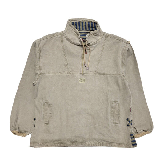 Deal Vintage 90's Beige 1/4 Zip Sweatshirt Uk Men's Size XXL