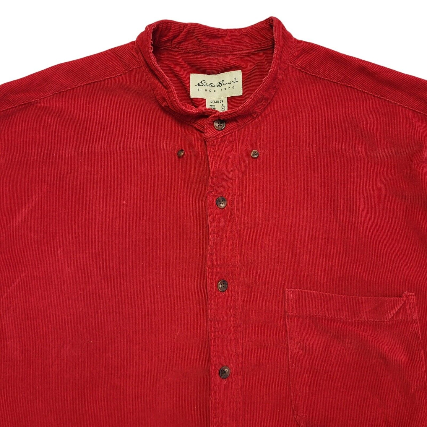Eddie Bauer Vintage 90's Red Solid Long Sleeve Shirt Men's UK XL