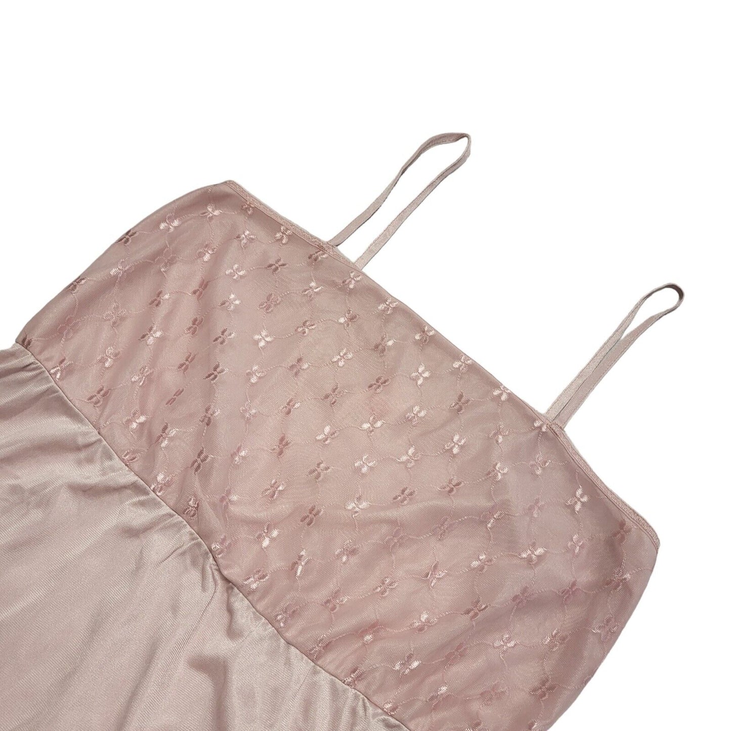 Vintage 70s St Michael Dusty Pink Nightie Nylon Dress Uk Women's Size 14