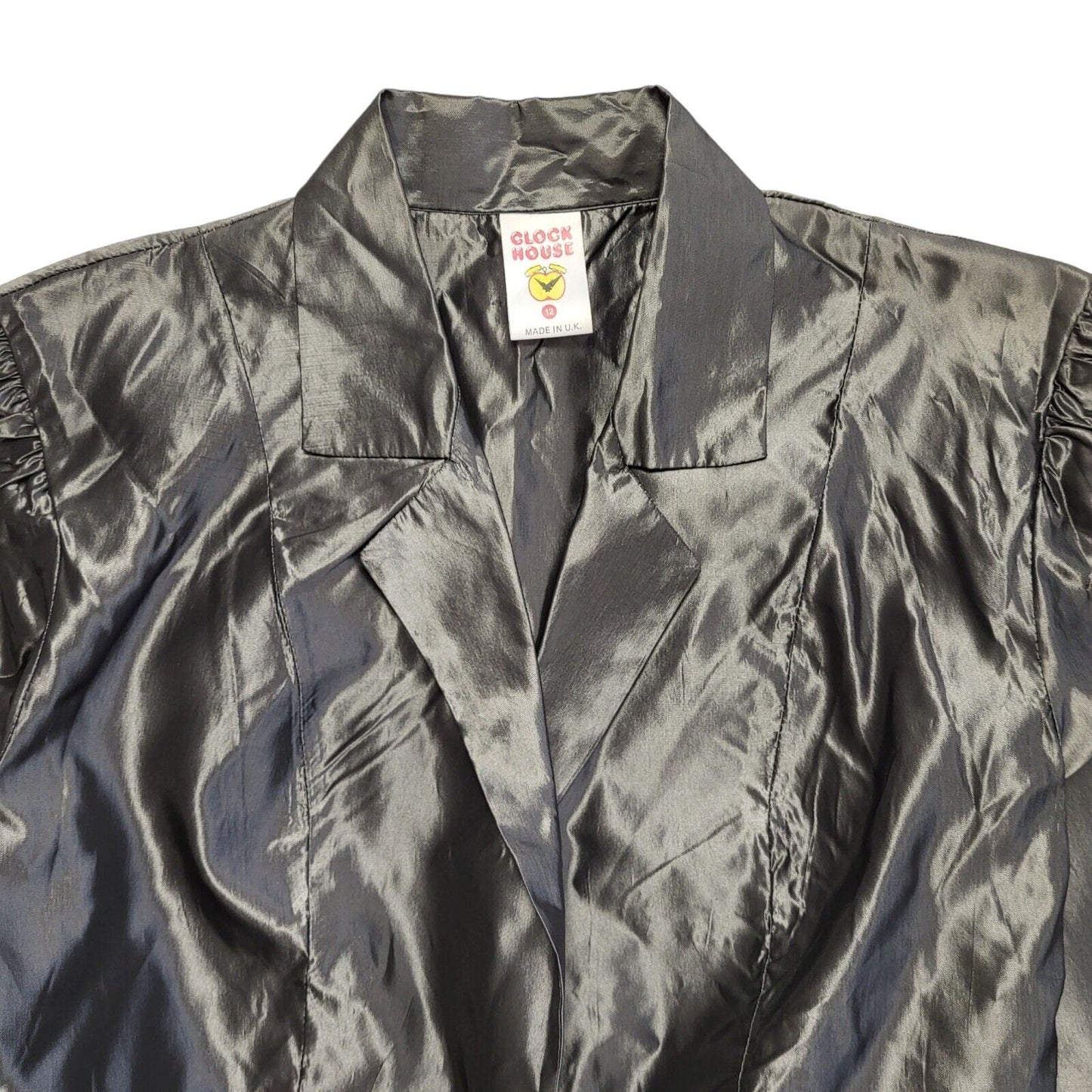 Clock House 90s Vintage Grey Button Dress Jacket Uk Women's Size 12