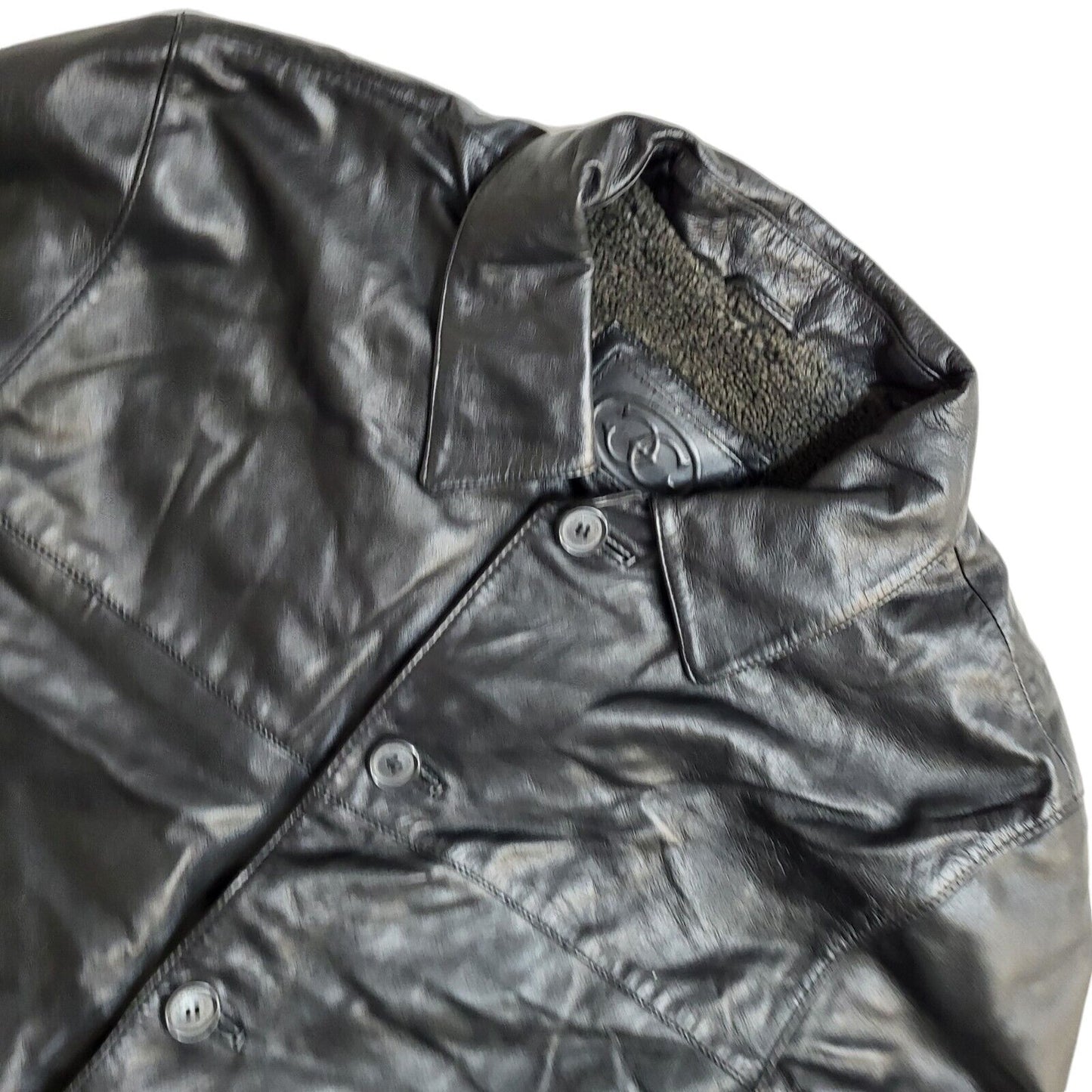 Ciro Citerio Vintage 90's Black Button Leather Coat UK Men's Size Large