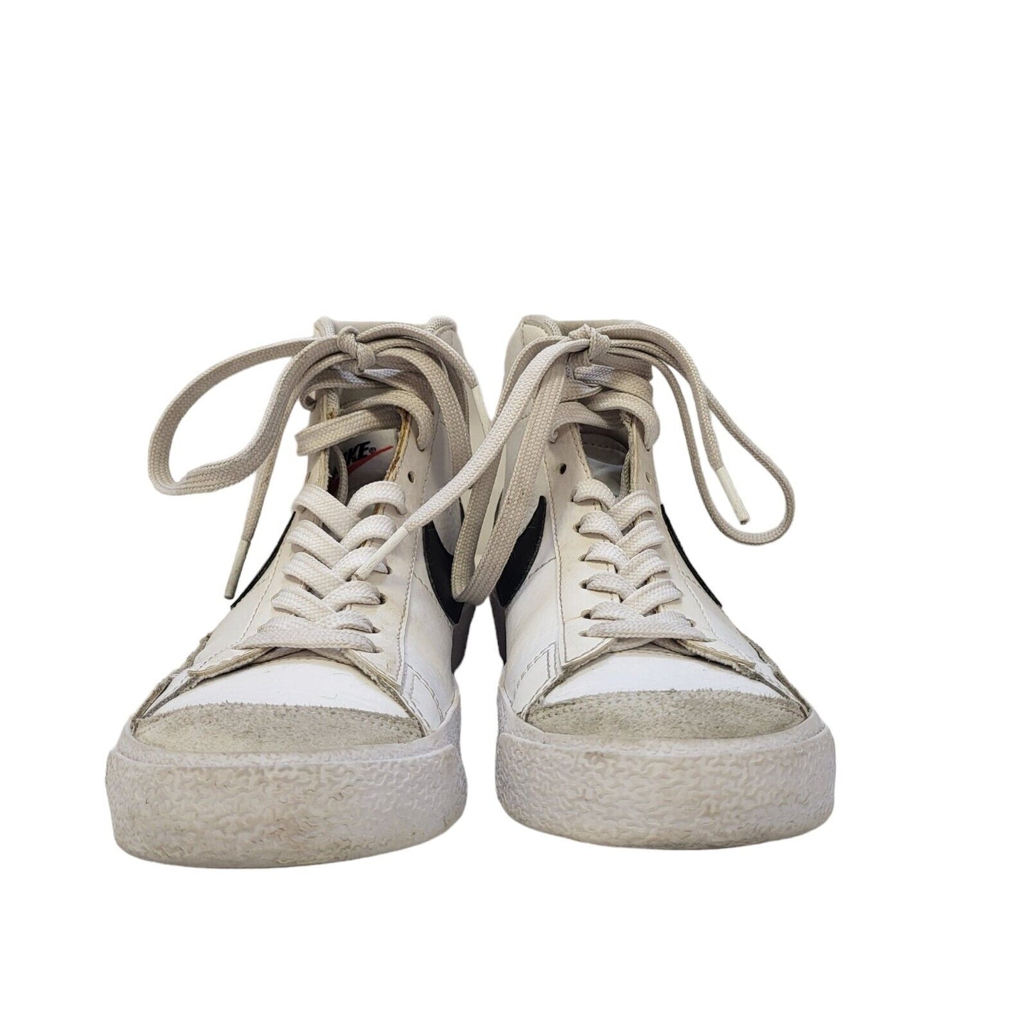 Nike Blazer Mid Junior White & Black Lace-up Trainers Uk Boy's Size 3.5