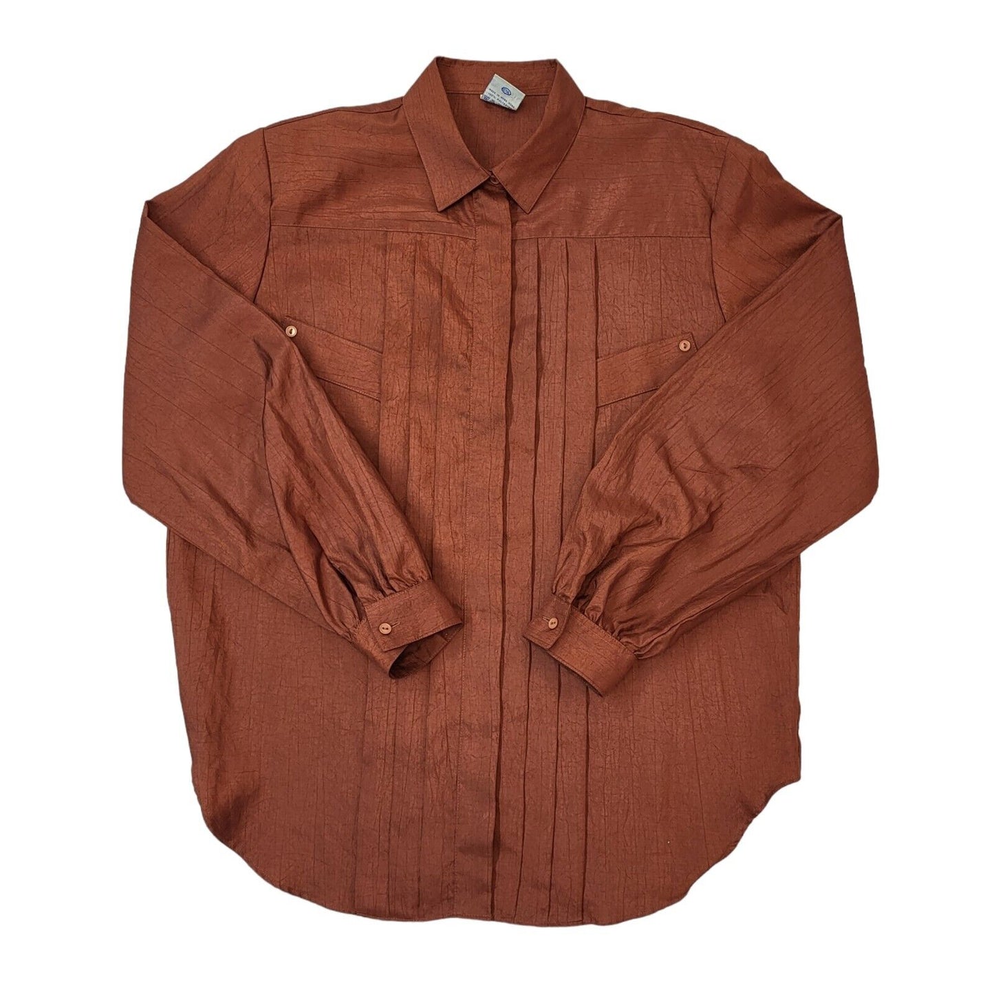 Yessica C&A 80s Vintage Brown Long Sleeve Blouse Women's Size 18 Eu 46
