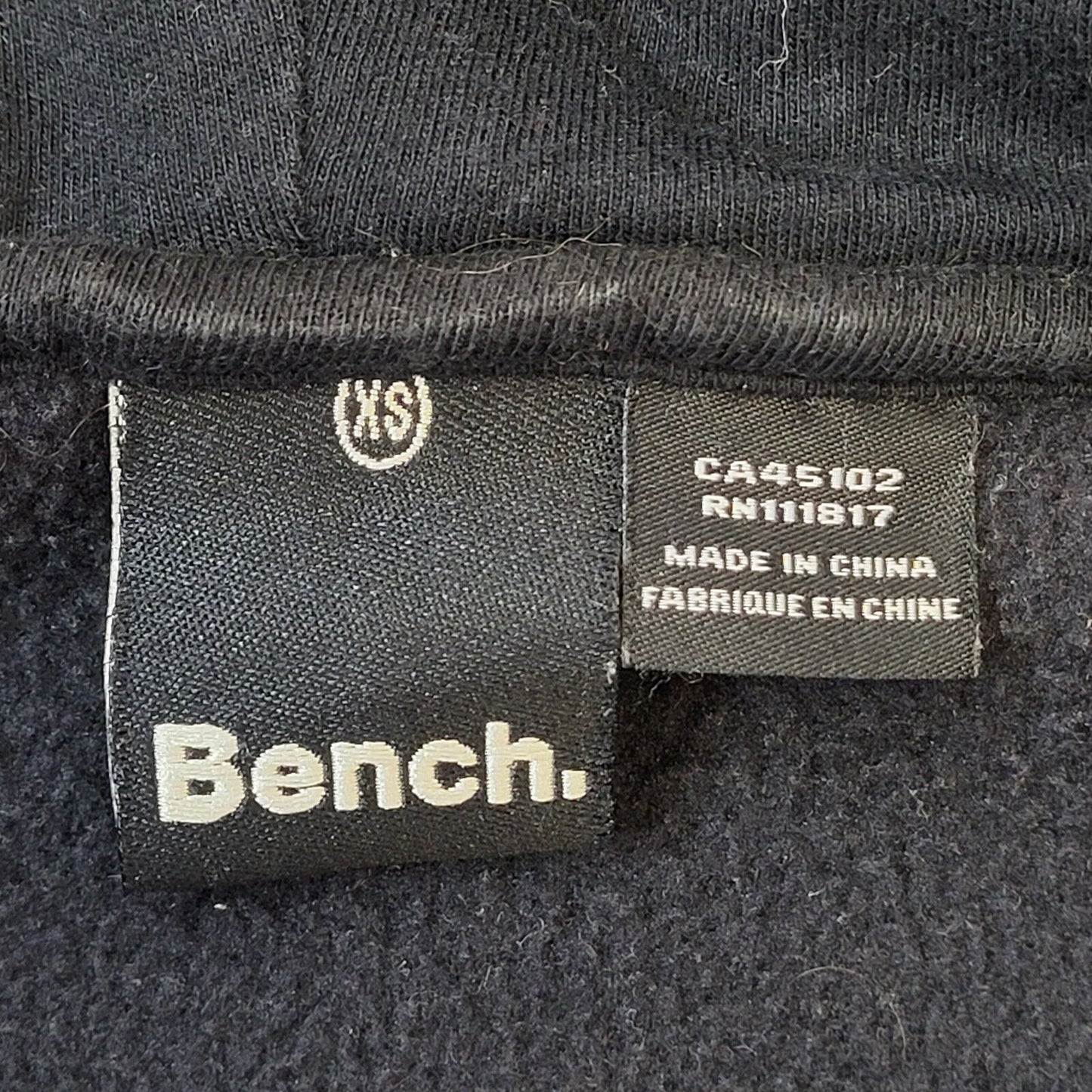 Bench Y2K Vintage Black Hooded Zip Up Fleece Women's Size XS