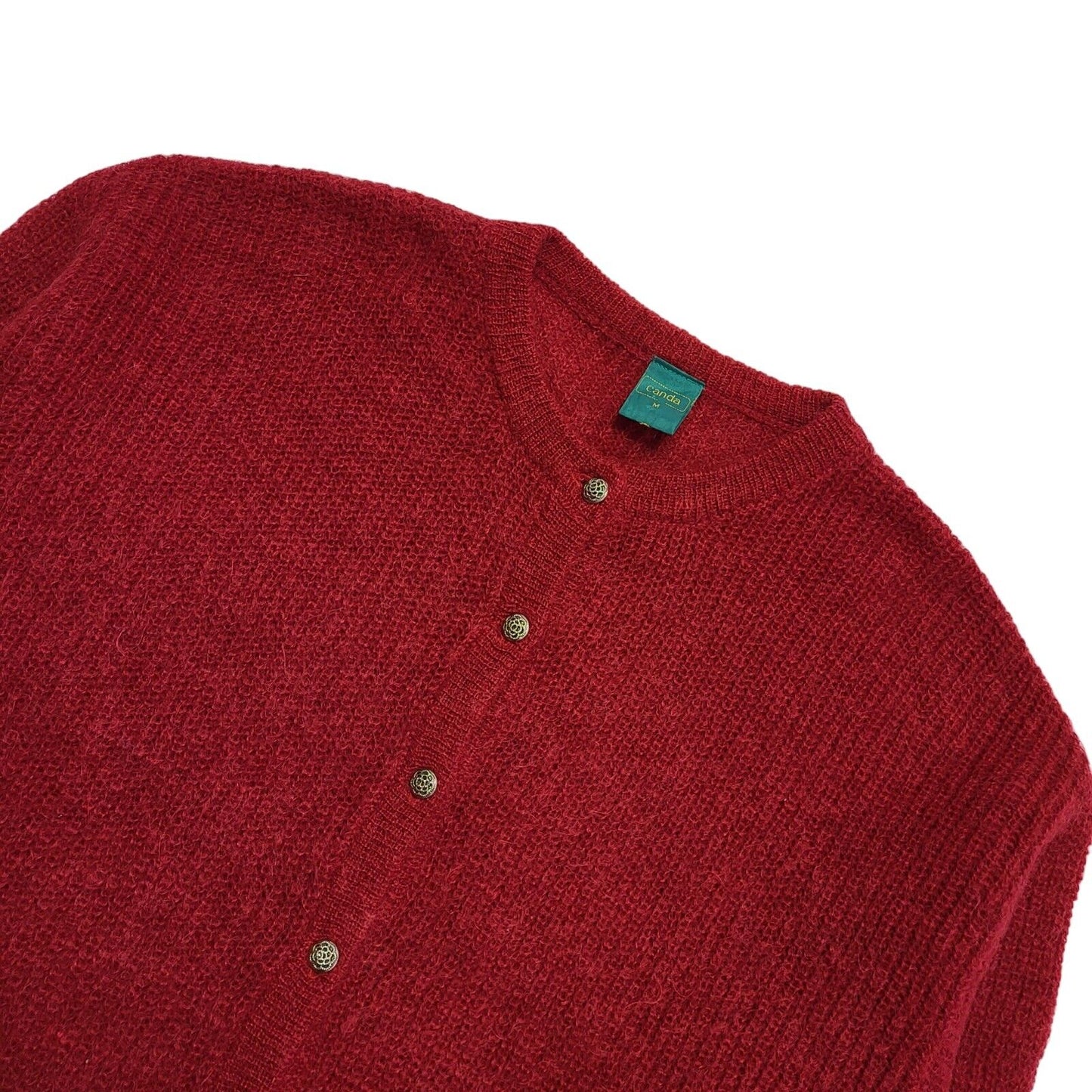 Canda C&A 90s Vintage Red Wool Button-Up Cardigan Uk Women's Size Medium