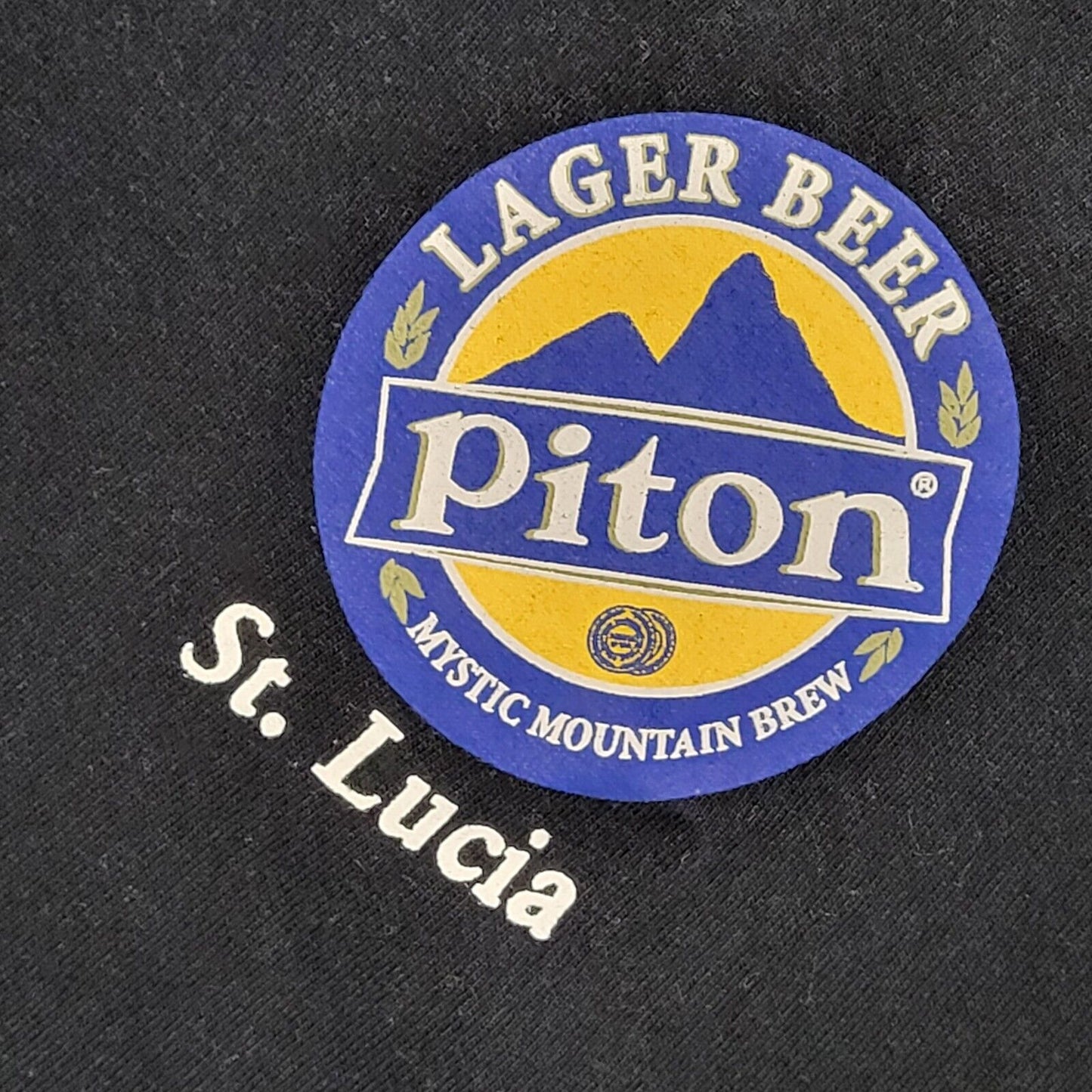 Piton Lager Beer St Lucia Black Vintage 90s T-Shirt Uk Men's Size Medium