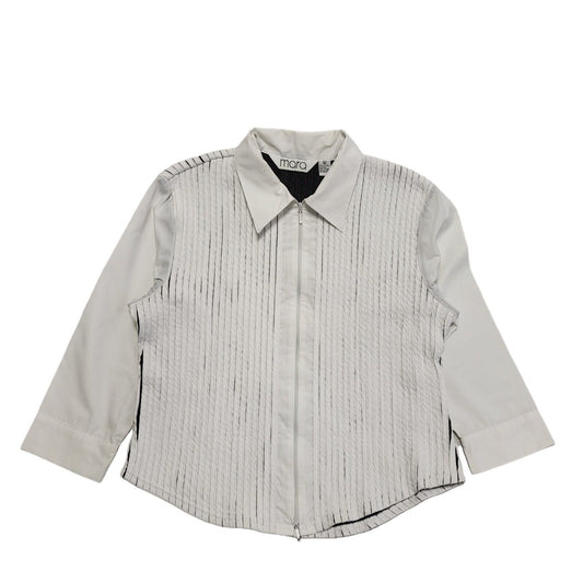 Mara Y2k White Zipped 3/4 Sleeve Shirt Uk Women's Size XL