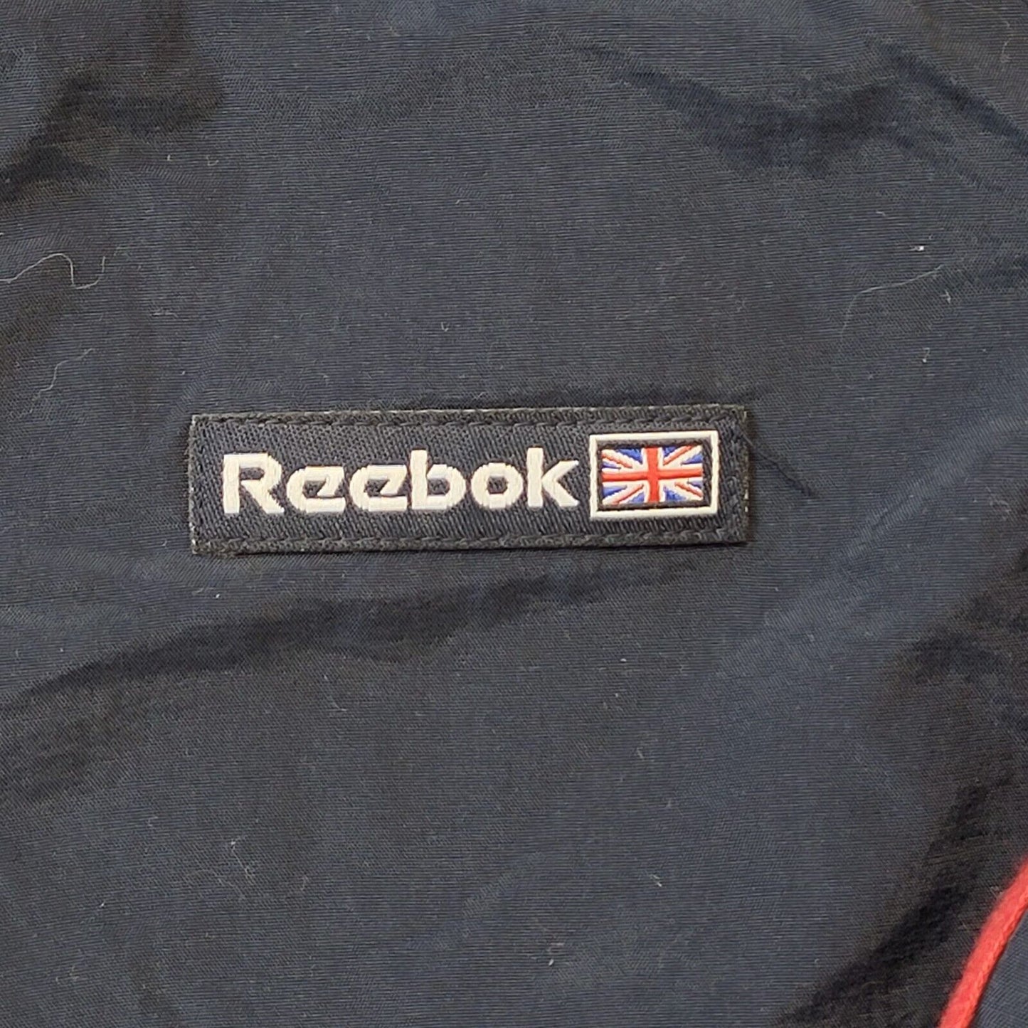 Reebok Classic 90s Navy Blue & Red Zip Up Hooded Jacket Youth Size XL