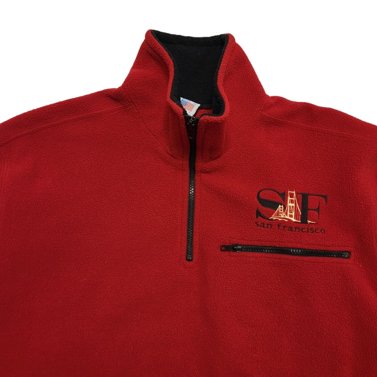 San Francisco Vintage 80's Red 1/4 Zip Fleece Sweatshirt Womens UK M