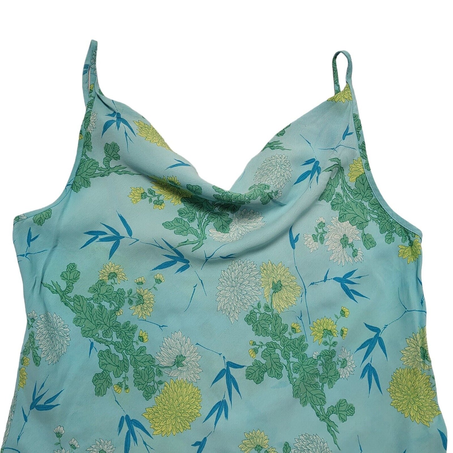 M&S Y2k Blue Yellow Floral Sleeveless Daywear Dress Uk Women's Size 14
