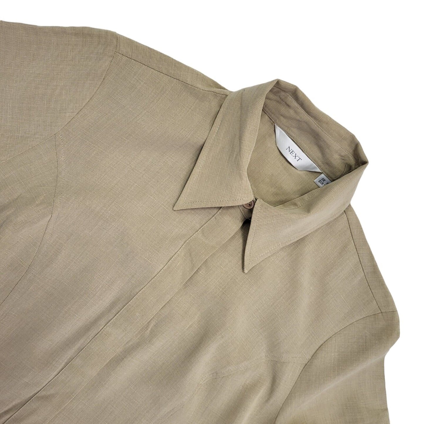 Next 90s Vintage Beige Buttoned Belted Shirt Dress Women's Size M 10