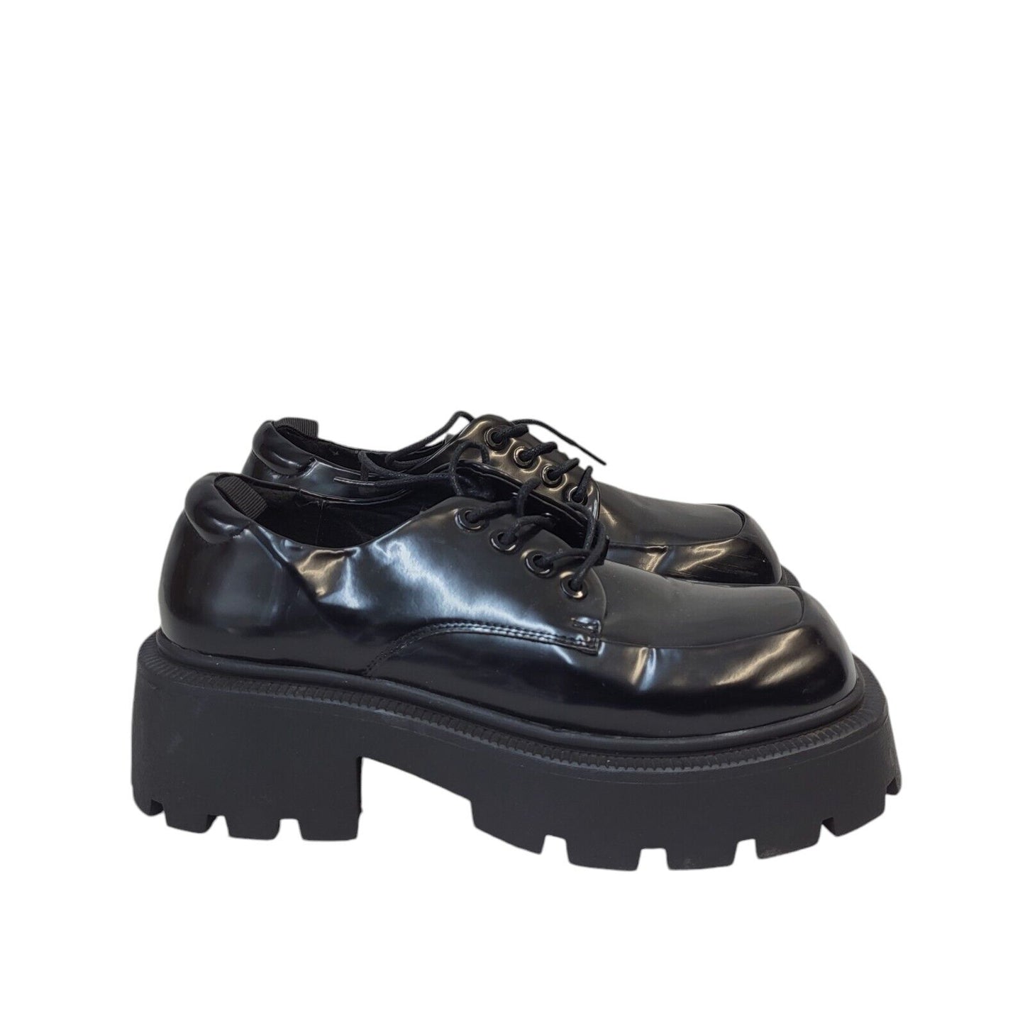Truffle Black Lace-up Faux Leather Dress Shoes Uk Women's Size 5
