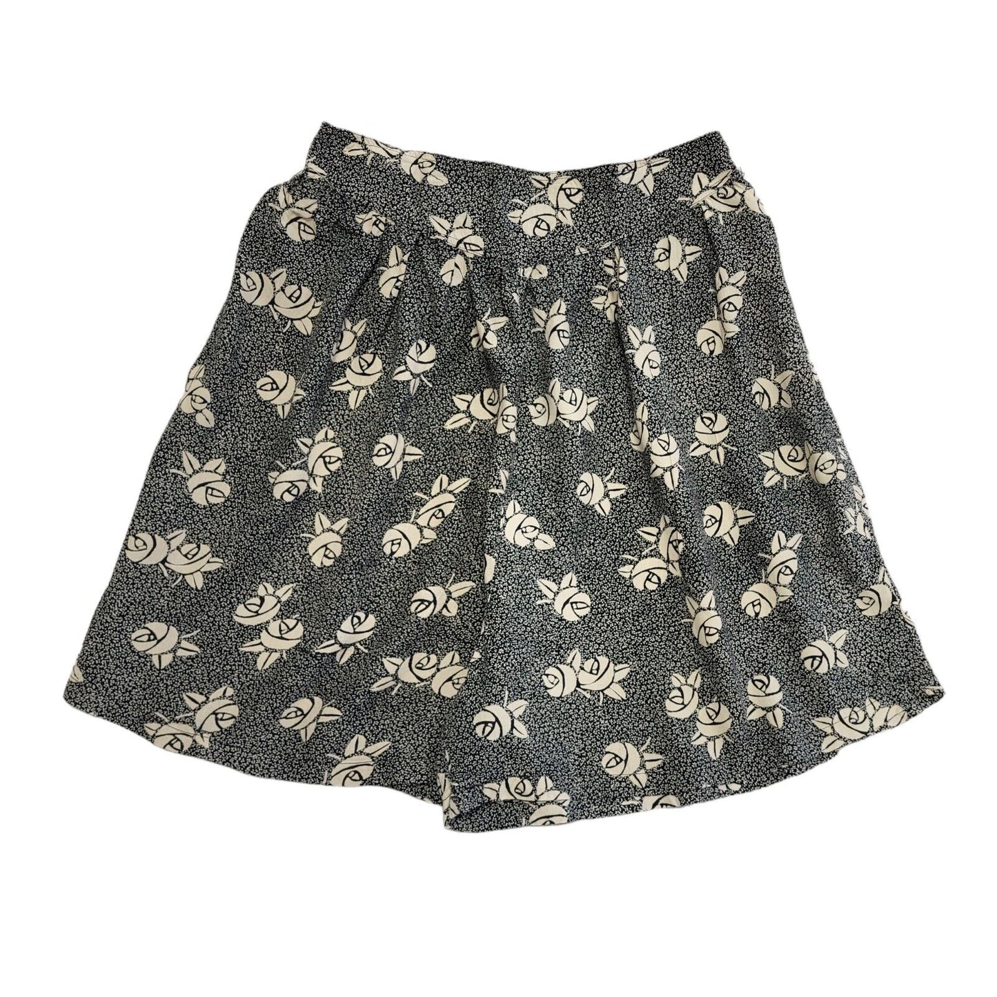 Vintage 90's Black & White Floral High Waist Shorts Womens UK 10 W28