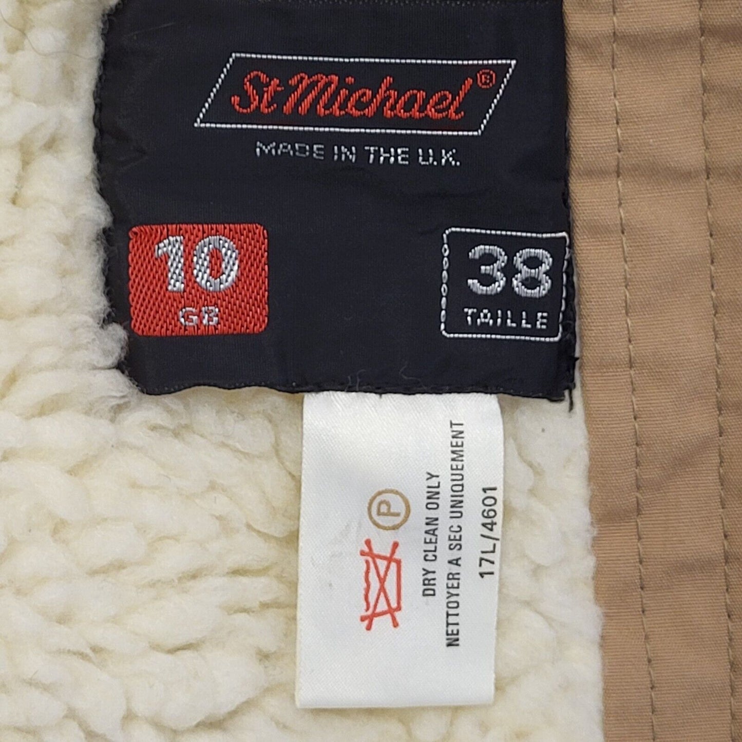 St Michael 80's Vintage Beige Zip Up Fleece Lined Jacket Women's Size 10