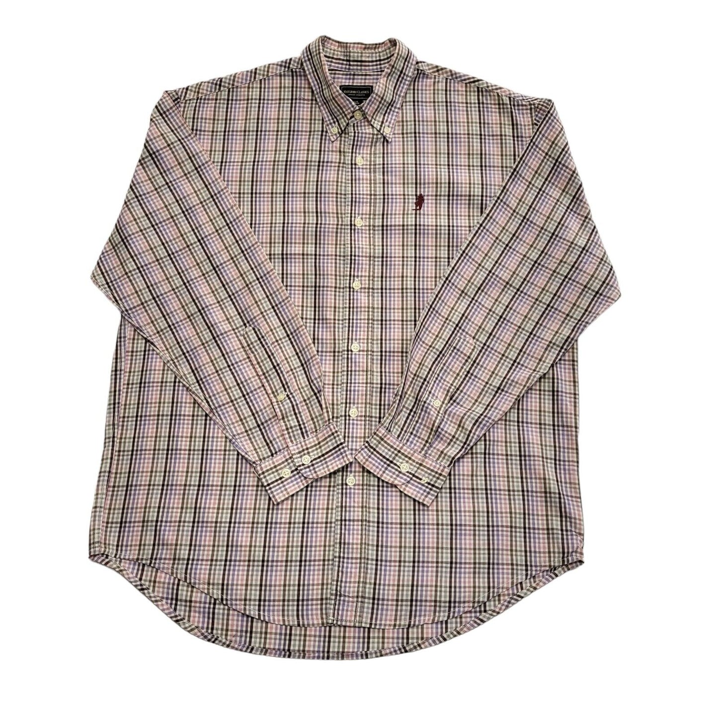 Marlboro Classics 90's Pink & Purple Check Long Sleeve Shirt Uk Men's UK L