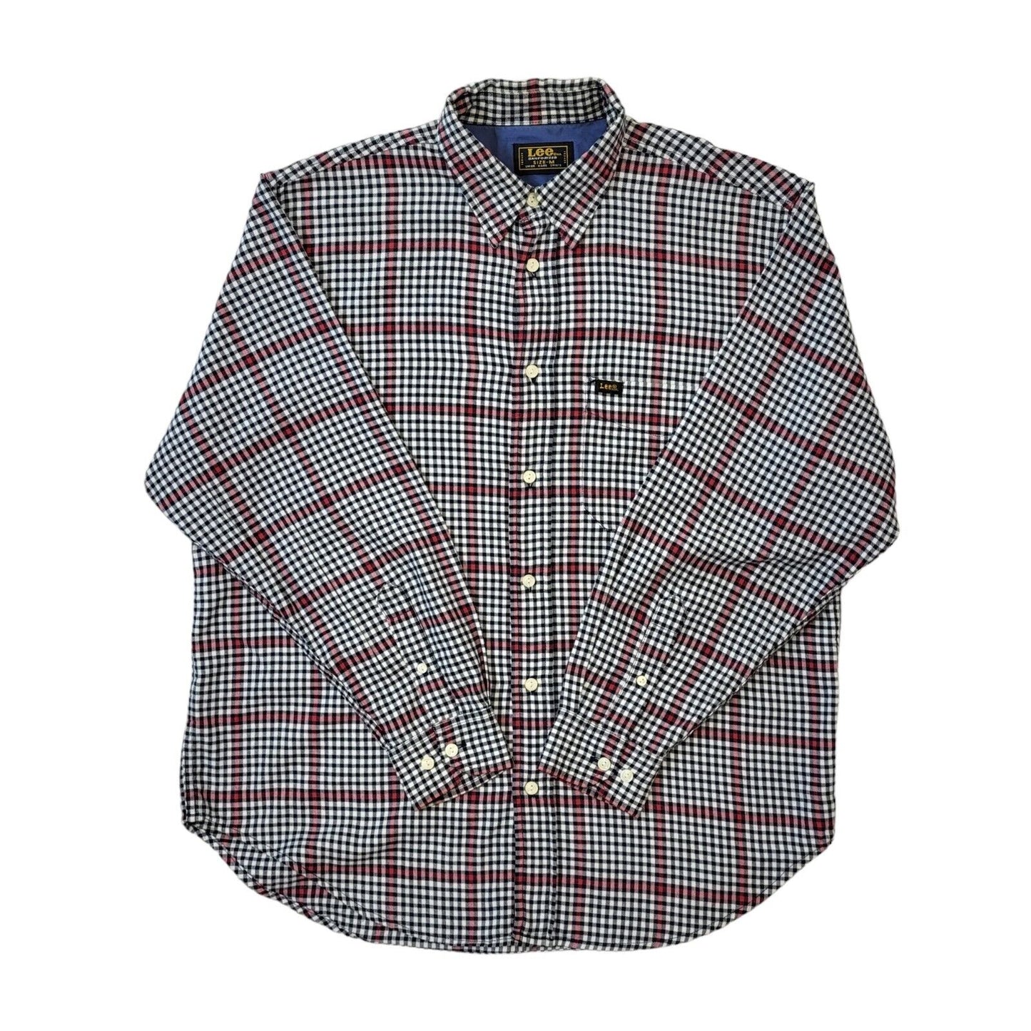 90s Vintage Lee Black White Check Cotton Shirt Men's Size Medium